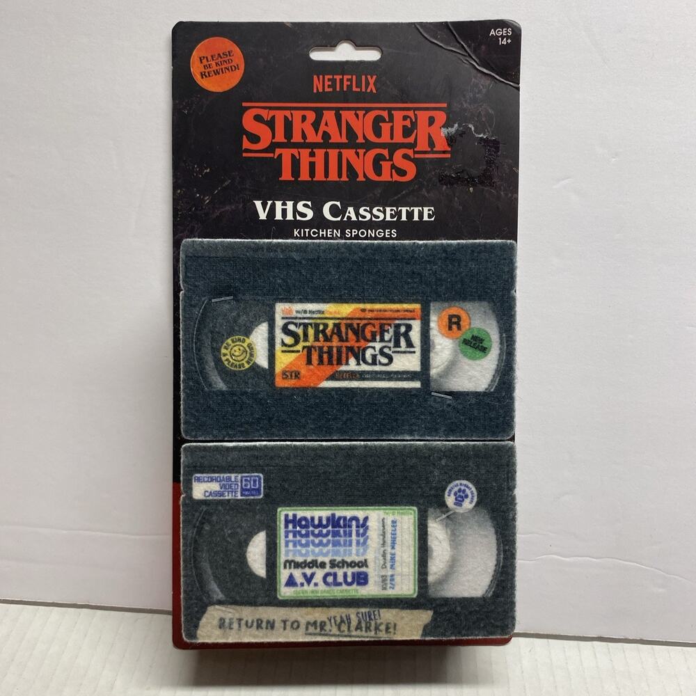 Stranger Things VHS Cassette Kitchen Sponges Netflix Retro Novelty Gag Gift New